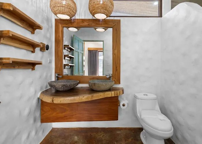 Modern With Chic Bohemian Style And Zen Outdoor Oasis With Swimming Pool And Tiki Style Dining Space *